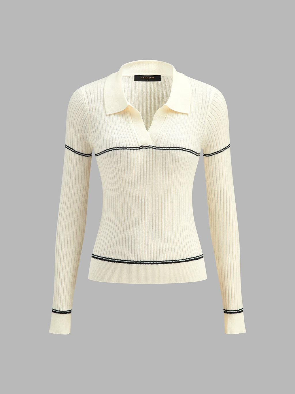 Detachable Bufanda Rayas Polo Rib Punto Top