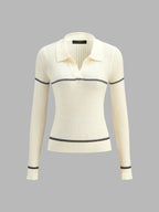 Detachable Bufanda Rayas Polo Rib Punto Top