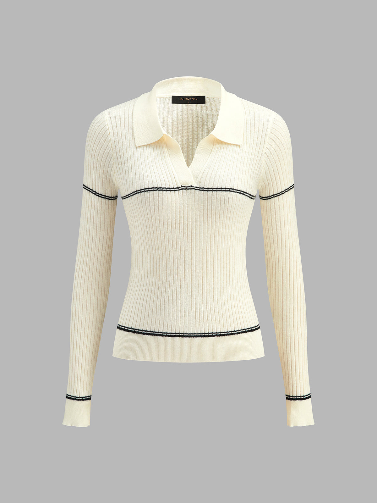 Detachable Bufanda Rayas Polo Rib Punto Top