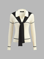Detachable Bufanda Rayas Polo Rib Punto Top
