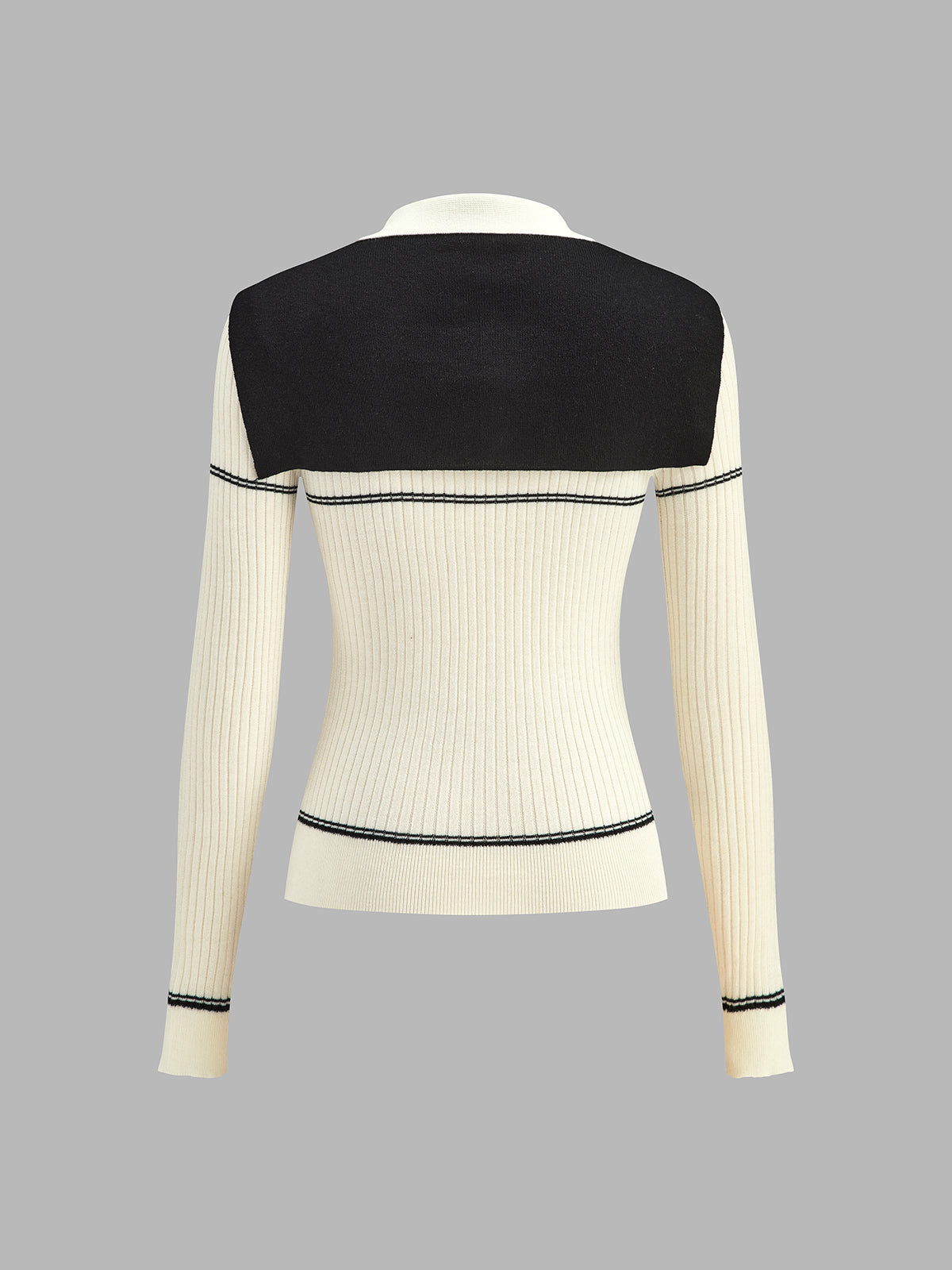 Detachable Bufanda Rayas Polo Rib Punto Top