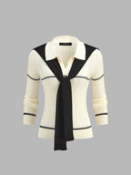 Detachable Bufanda Rayas Polo Rib Punto Top