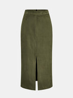 Faux Ante con Cinturón Chaleco Split midi Falda Set