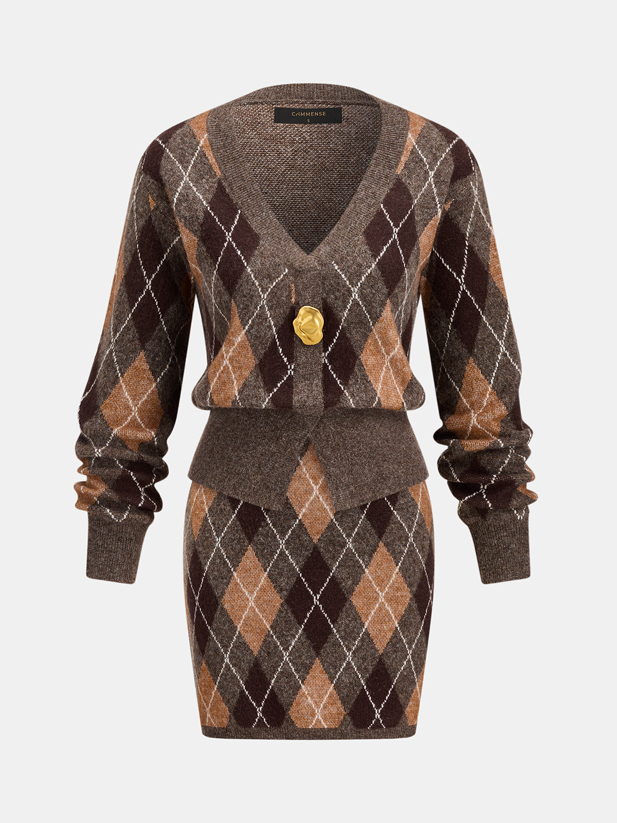Argyle Mezcla de Lana mini Falda