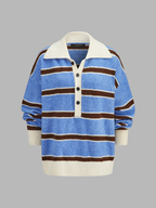 Color Block Rayas con Cuello Fluido Punto jersey