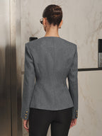 Tailored Escote V Botones Metálicos Slim Fit Blazer