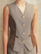 Faux Ante Pearl Houndstooth Pearl botón Chaleco