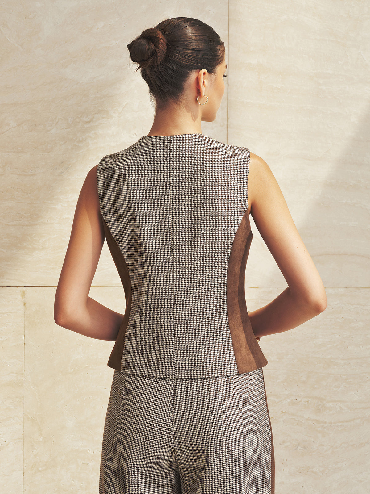 Faux Ante Pearl Houndstooth Pearl botón Chaleco