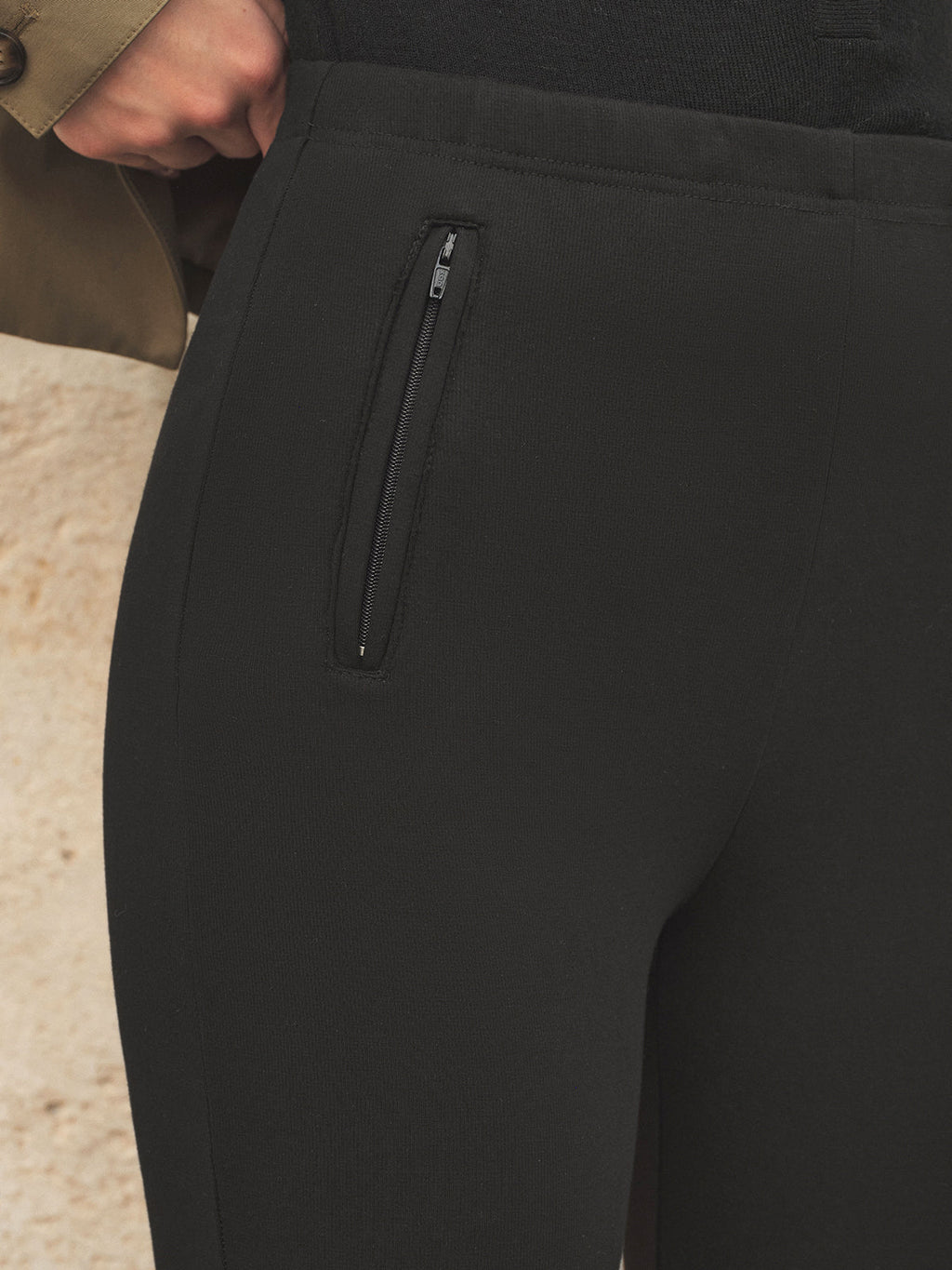 Zip-Pocket Stirrup Design Skinny Pantalón