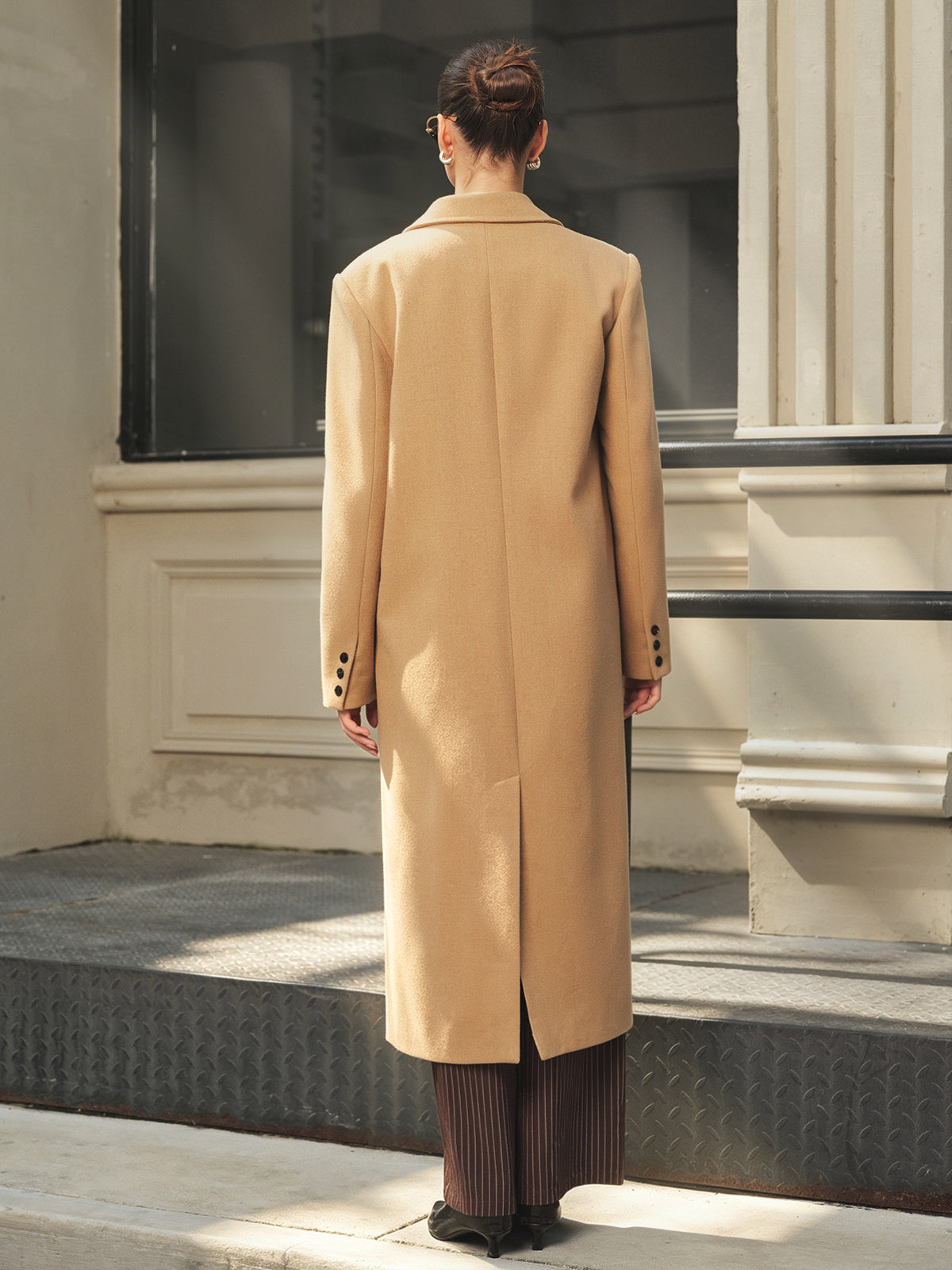 Cruzado Lapel Long Abrigo