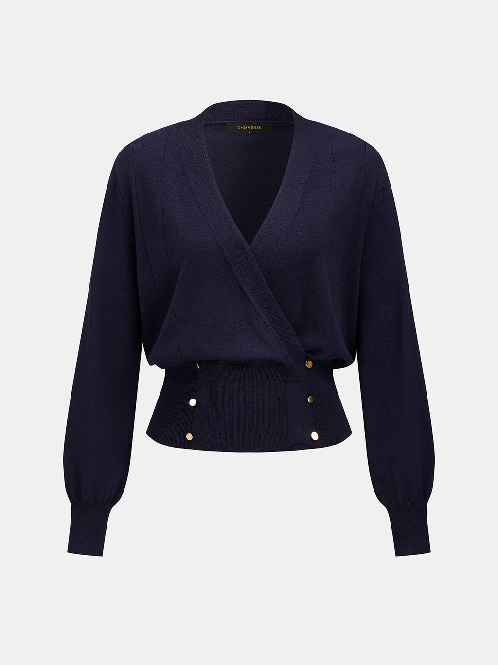 Cruzado-Escote V Cinched Punto Blusa