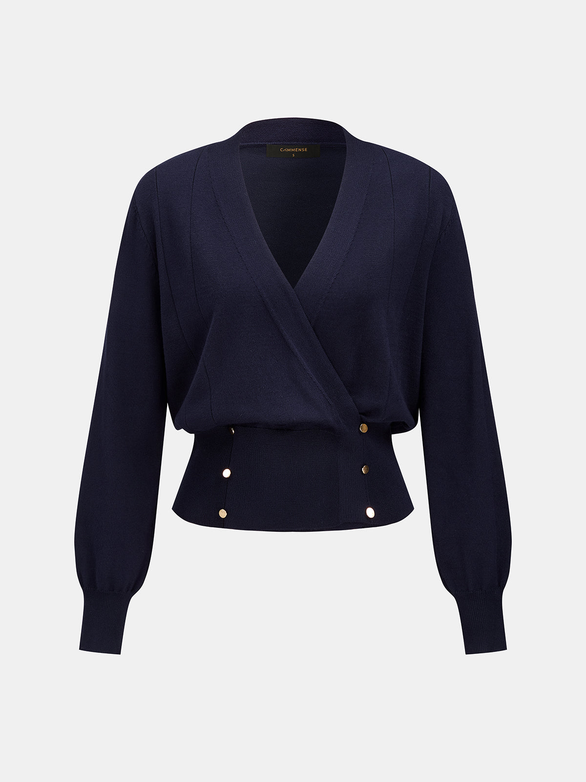 Cruzado-Escote V Cinched Punto Blusa