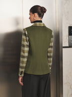 Bloques de color Cuadros Cruzado lana Blazer