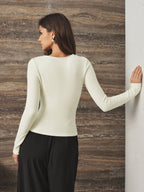 Asimétrico cuello Fruncido Warm Stretch Top