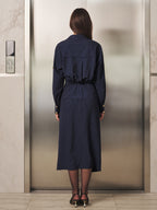 Botones Metálicos Pinstripe midi Camisa Vestido