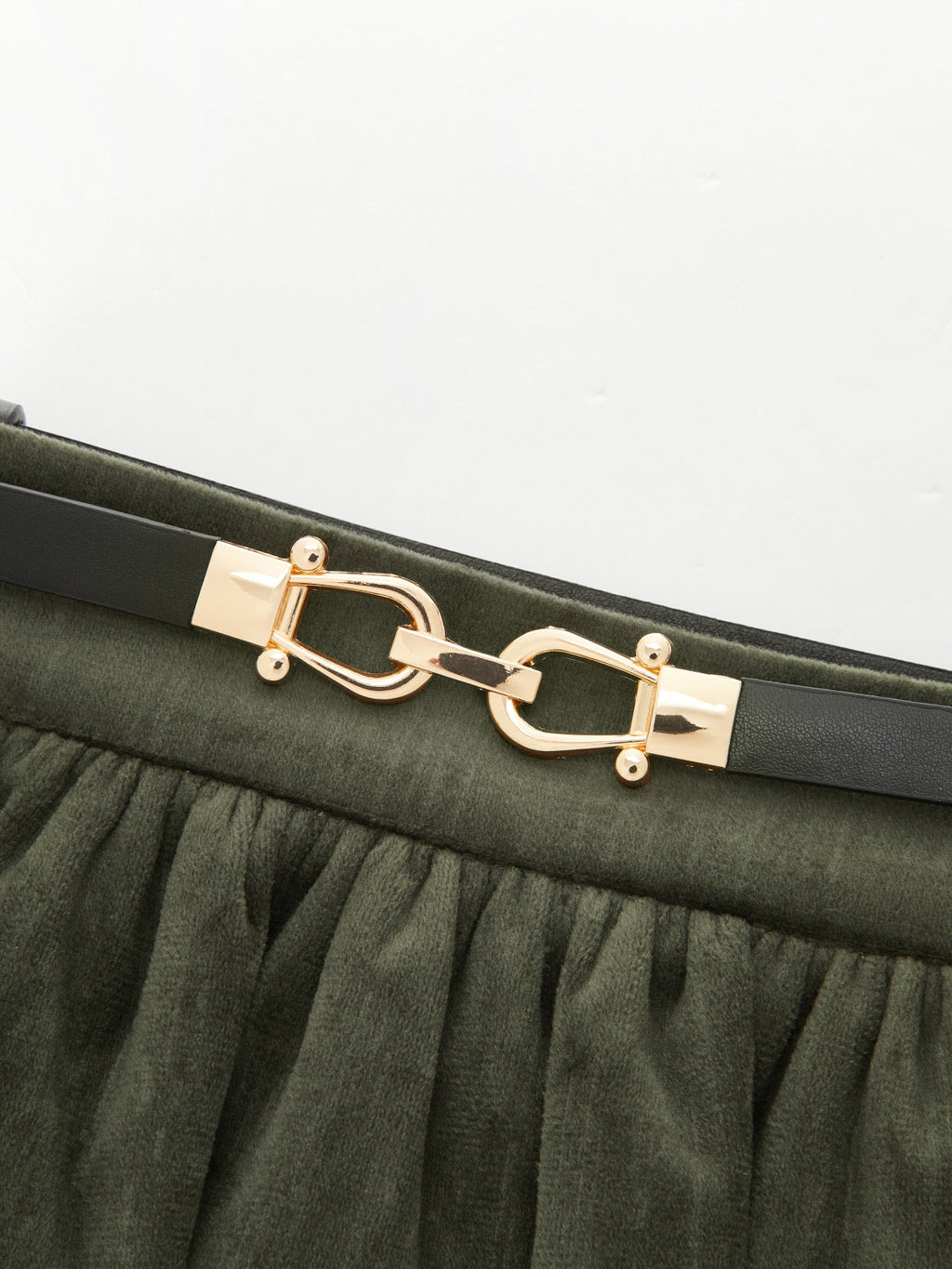 Peplum Terciopelo con Cinturón midi Falda