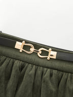 Peplum Terciopelo con Cinturón midi Falda