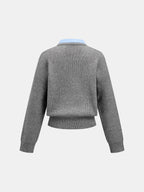 Faux Dos Piezas Ribbed Punto jersey