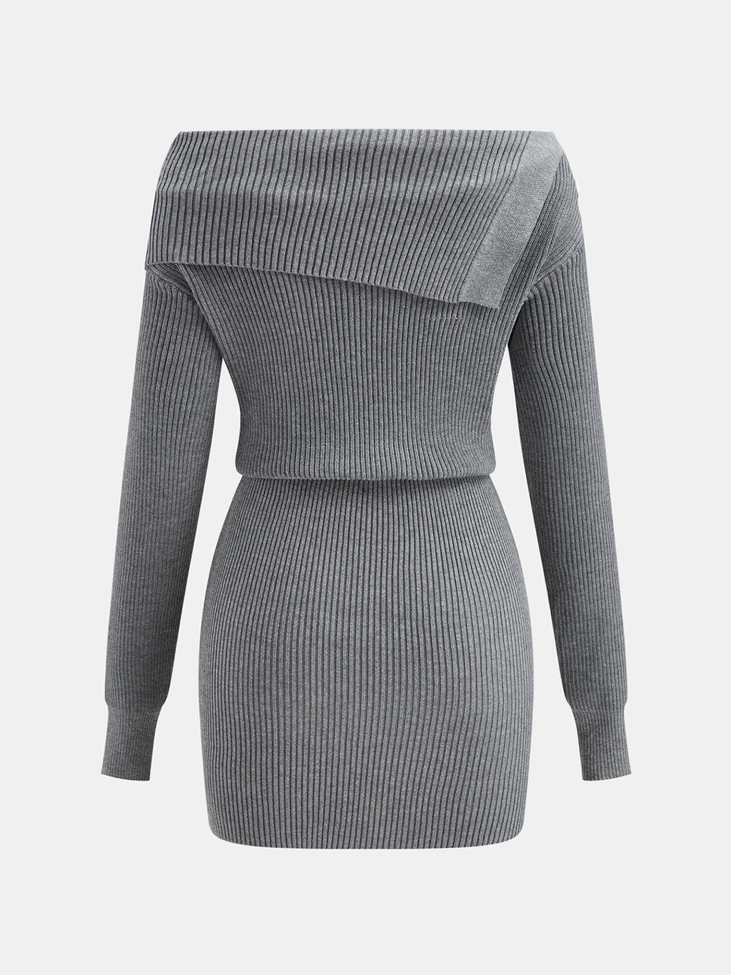 Hombros Descubiertos botón Detalle Ribbed Punto Minivestido