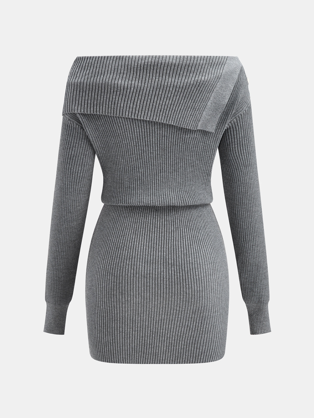 Hombros Descubiertos botón Detalle Ribbed Punto Minivestido
