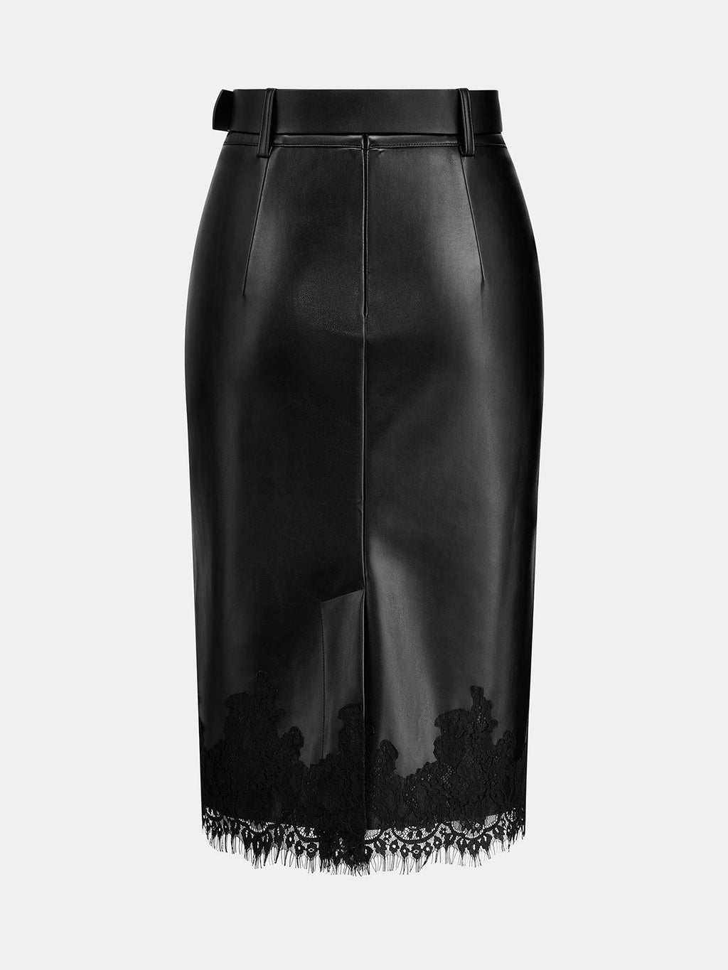 Con Cinturón Faux-Leather Encaje-ribete midi Lápiz Falda