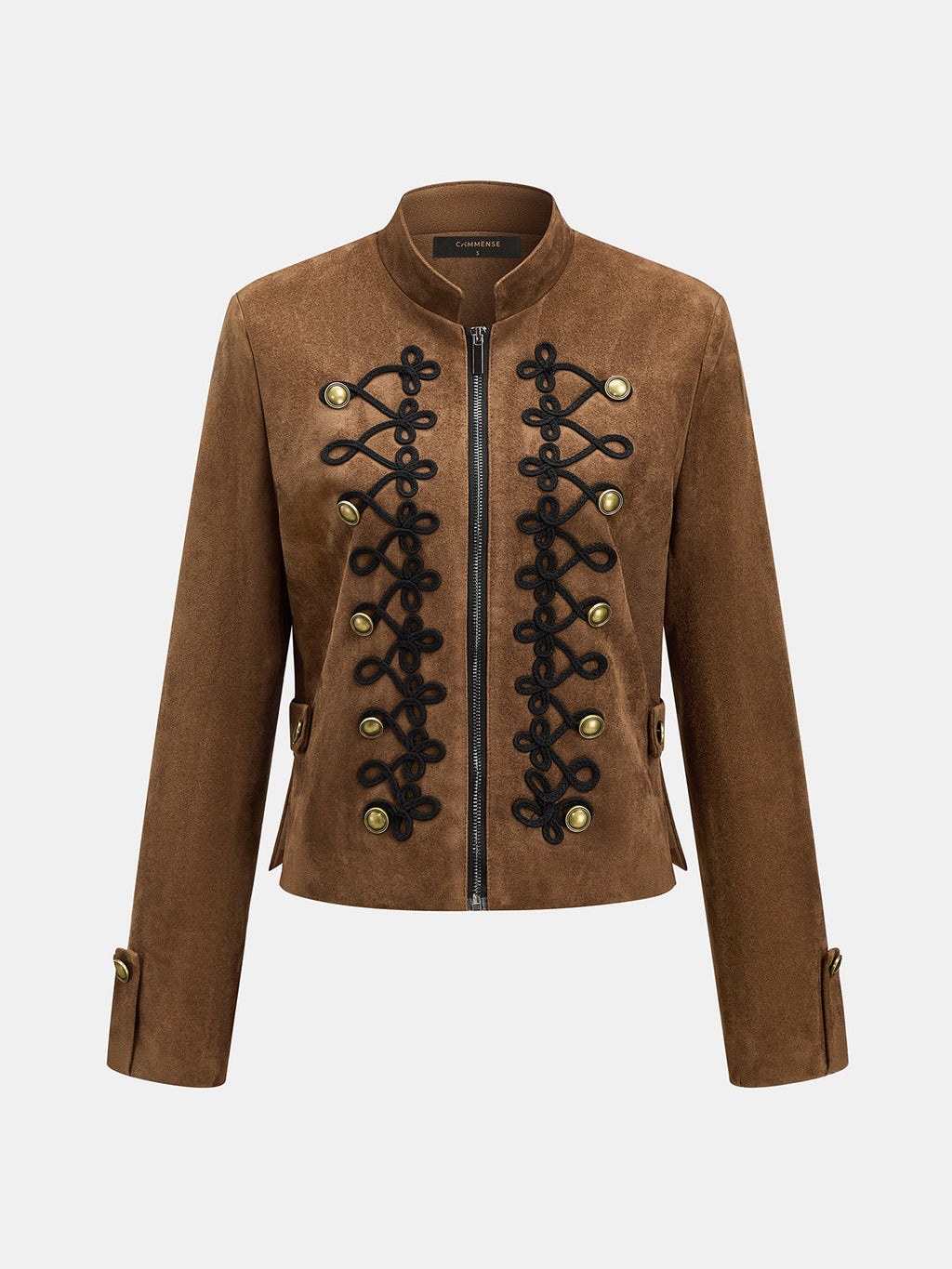 Braided Bordado Faux Ante Chaqueta