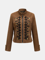 Braided Bordado Faux Ante Chaqueta