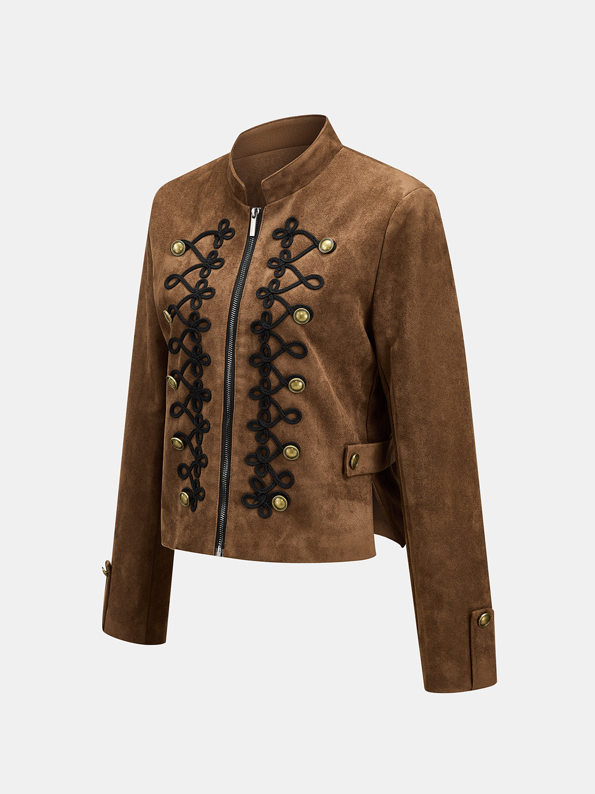 Braided Bordado Faux Ante Chaqueta