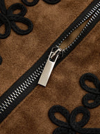 Braided Bordado Faux Ante Chaqueta