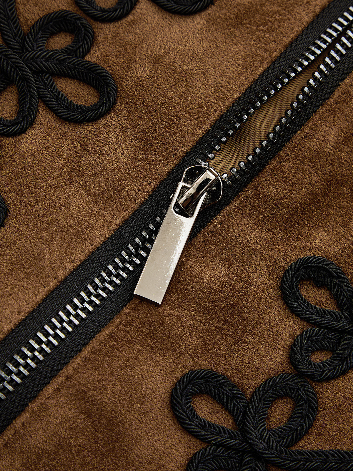 Braided Bordado Faux Ante Chaqueta