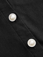 Con Cuello Camisa-Style Encaje-bajo Fruncido Minivestido