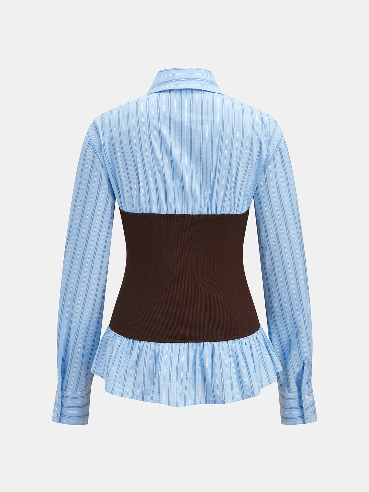 Tie cuello Rayas Faux Dos Piezas Blusa