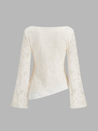 Floral Encaje Asimétrico Flare manga Top