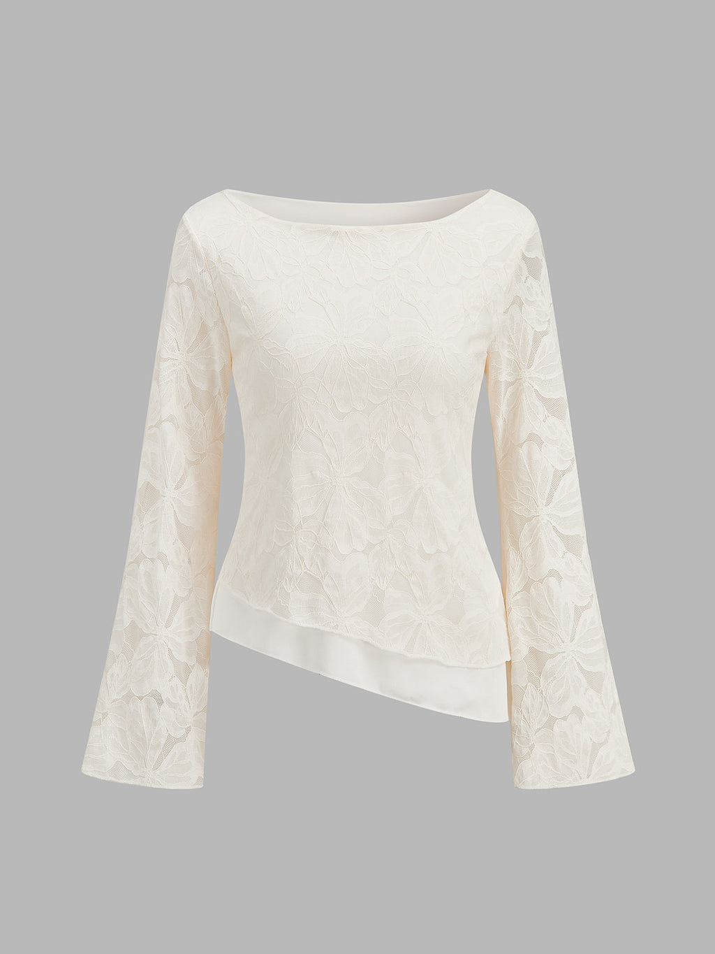Floral Encaje Asimétrico Flare manga Top
