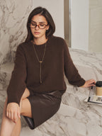 Drop Shoulder Fluido Mezcla de Lana Fuzzy jersey