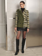 Bloques de color Cuadros Cruzado lana Blazer
