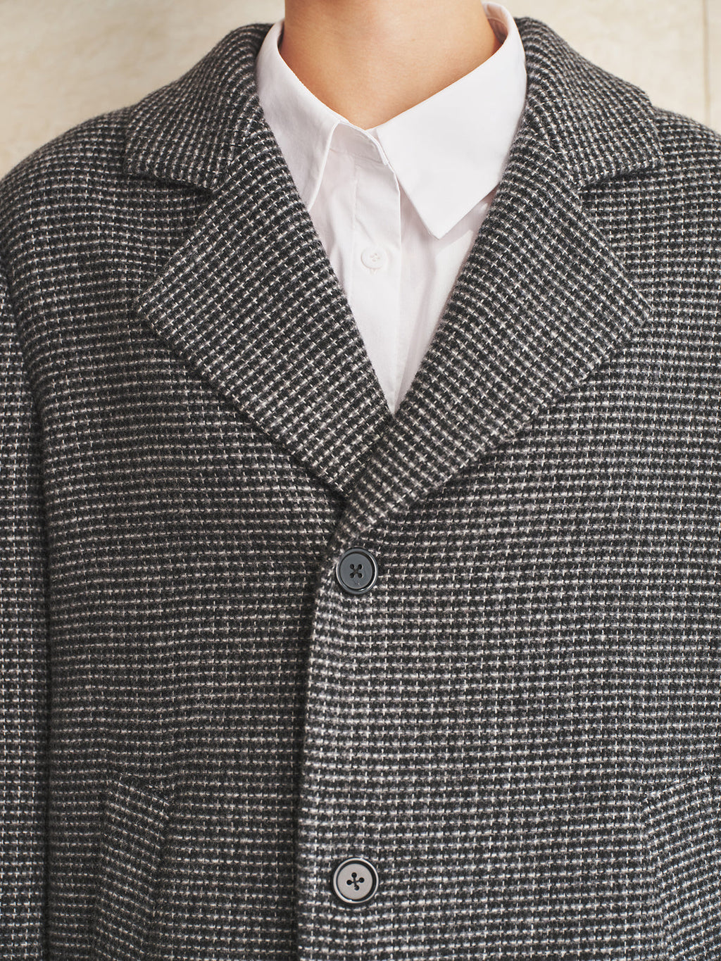 Oversize Textured Mezcla de Lana Blazer