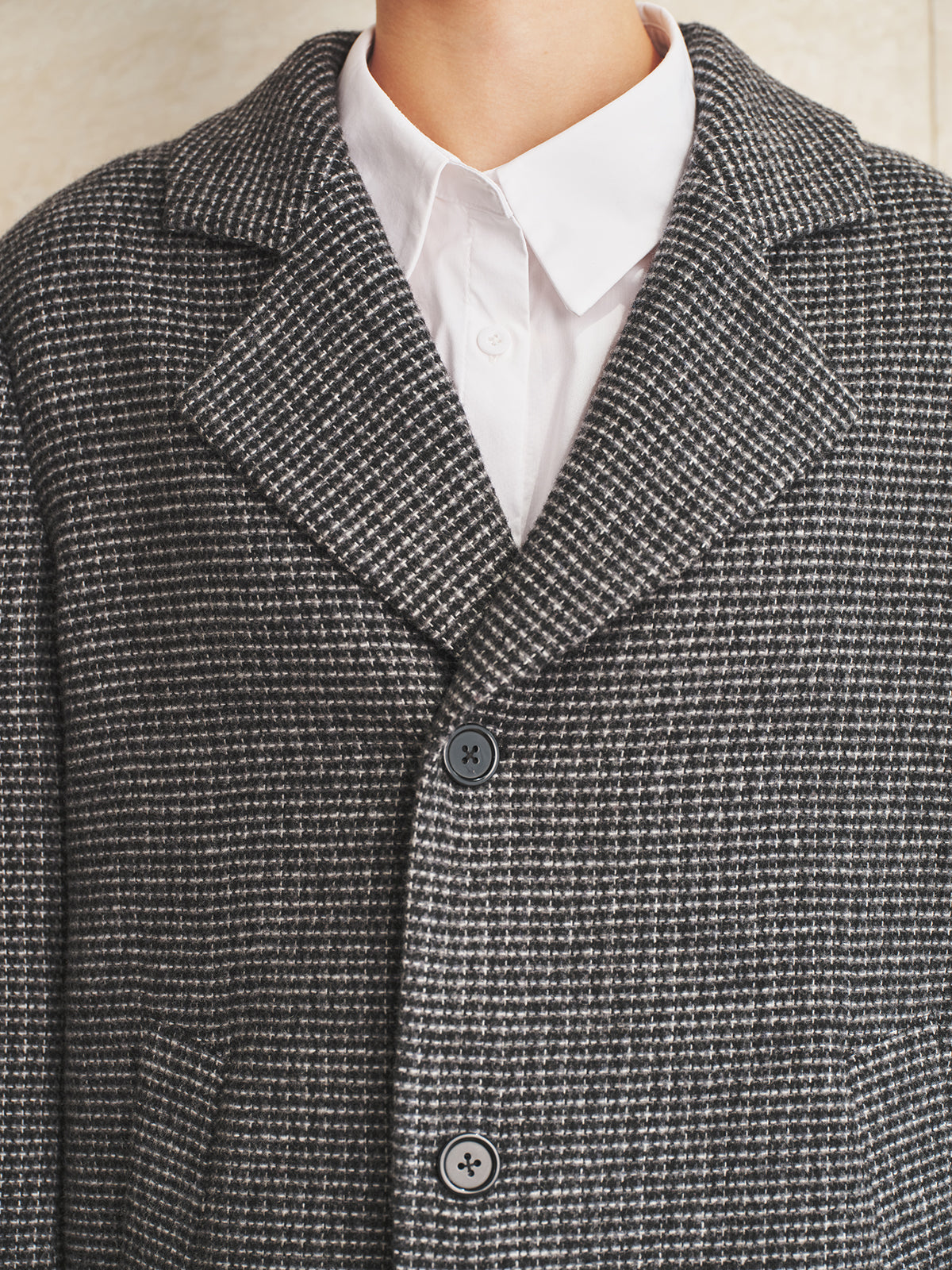 Oversize Textured Mezcla de Lana Blazer