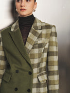 Bloques de color Cuadros Cruzado lana Blazer