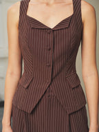 Pinstripe Sin Mangas Chaleco Tailored Pantalón Set