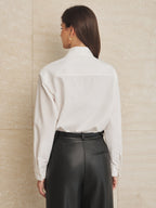 Fluido Lazo Lazada al Cuello Manga Larga Blusa