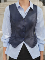 Pinstripe Chaleco & Rayas Camisa Dos Piezas Set