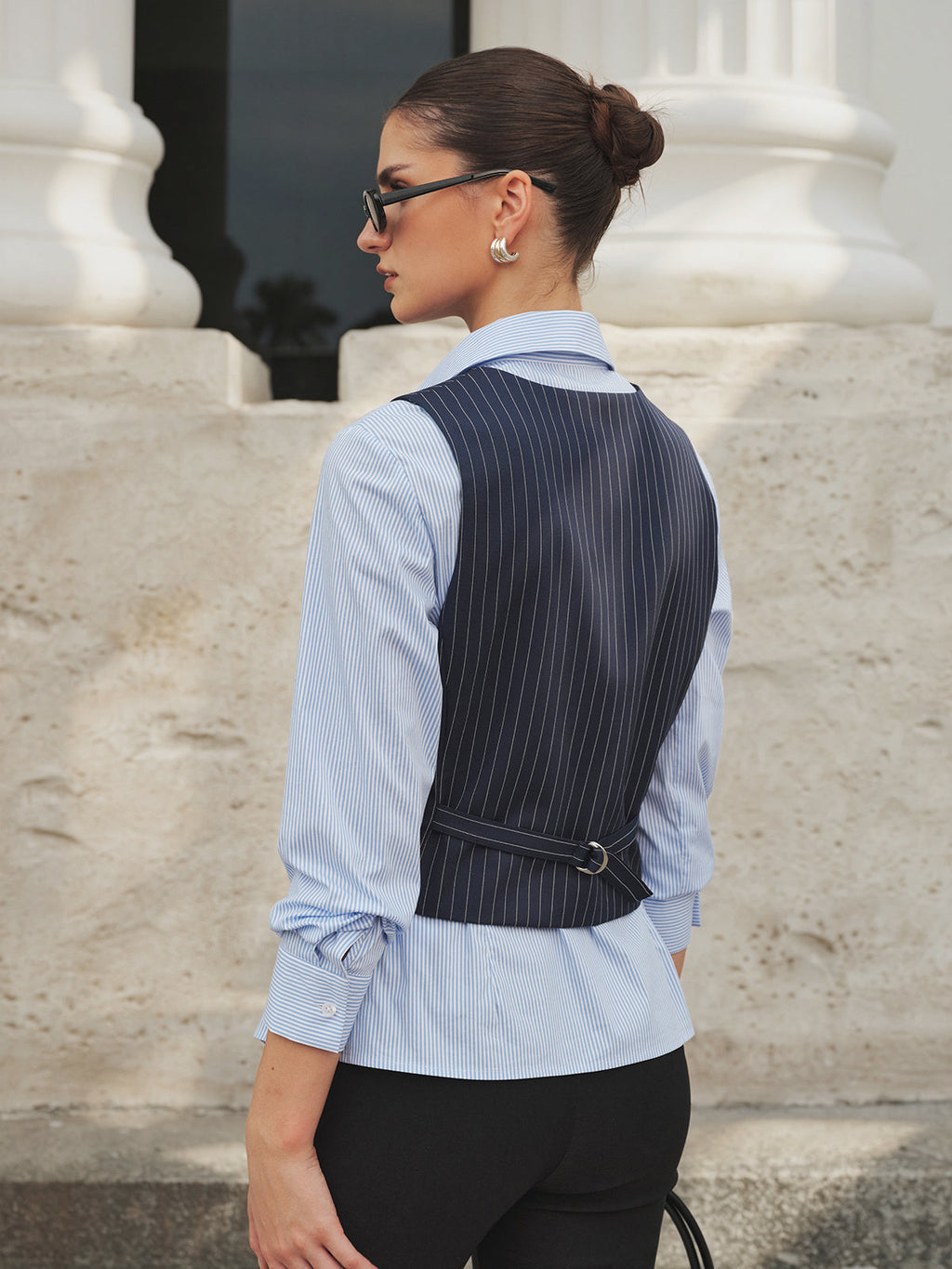 Pinstripe Chaleco & Rayas Camisa Dos Piezas Set