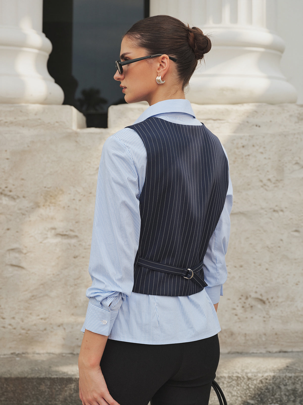 Pinstripe Chaleco & Rayas Camisa Dos Piezas Set