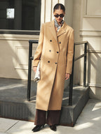 Cruzado Lapel Long Abrigo