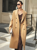 Cruzado Lapel Long Abrigo