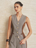 Faux Ante Pearl Houndstooth Pearl botón Chaleco