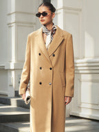 Cruzado Lapel Long Abrigo