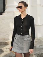 Con Cinturón Houndstooth Mezcla de Lana Skort