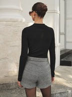 Polo cuello Botones Metálicos Mezcla de Lana Punto Top